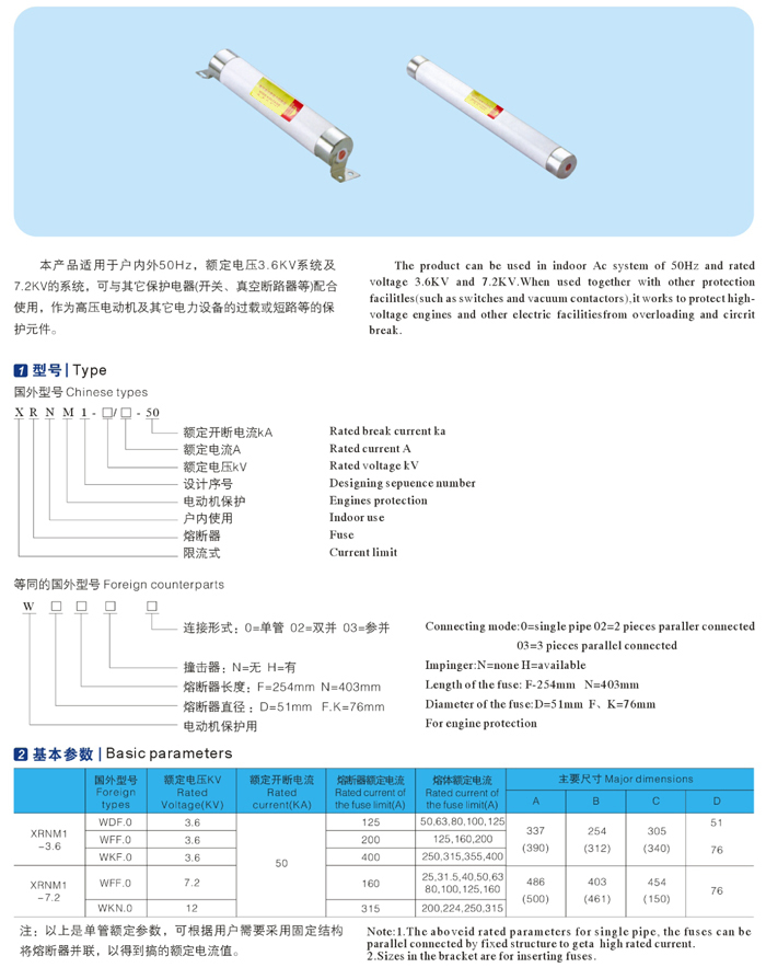 XRNM1高壓限流熔斷器